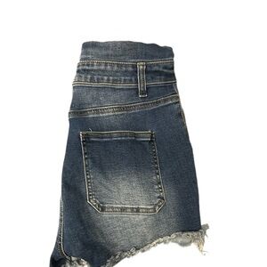 Denim Frayed Hem Shorts